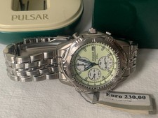 Pulsar Seiko Chrono Quartz Y182 6B20 bracciale acciaio 41mm anno 1995 NOS Box