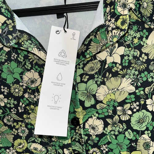 BNWT Zara ladies Bright Emerald Green Flower Power Collered Shirt Dress Medium - Picture 5 of 16