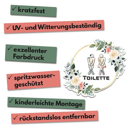 Deko Aufkleber Badezimmer Folie selbstklebend WC Tür Gästebad Toilette Y066-5 - Bild 5 von 6