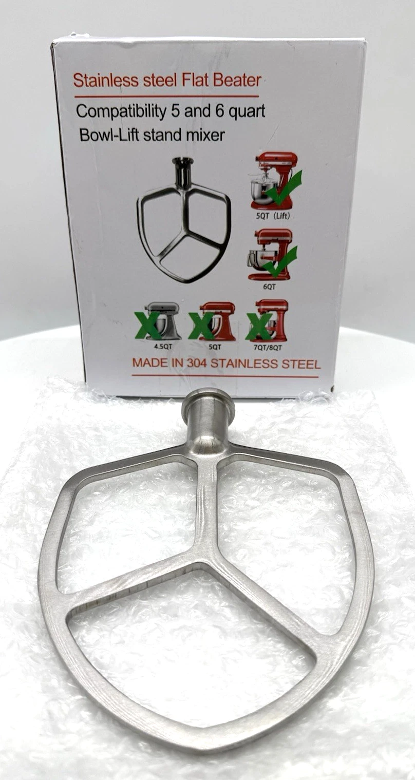 Stainless Steel Flat Beater for KitchenAid 5qt-6qt Bowl-Lift Stand Mixer
Opens in a new window or ta