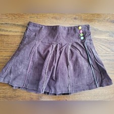 GYMBOREE Girls 6 Brown Corduroy Skirt Rainbow Thread