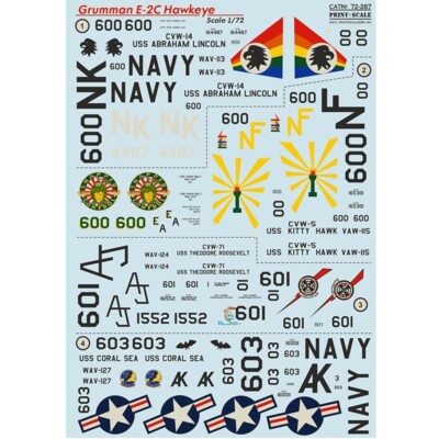 Print Scale 72-287 Decal for airplane 1:72 Grumman E-2C Hawkeye set 1,5 sheets