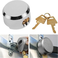 Hidden Shutter Hockey Puck Round Padlock Van Trailer Door Lock 73mm Lock + Keys