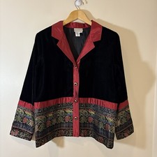 Vintage Coldwater Creek Womens Velvet Jacket Medium Tapestry Whimsigoth Holiday