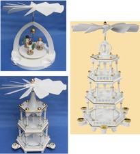 Leer - Pyramide mit 3 Wendt & Kühn Engel oder Leerpyramide weiß Erzgebirge Neu