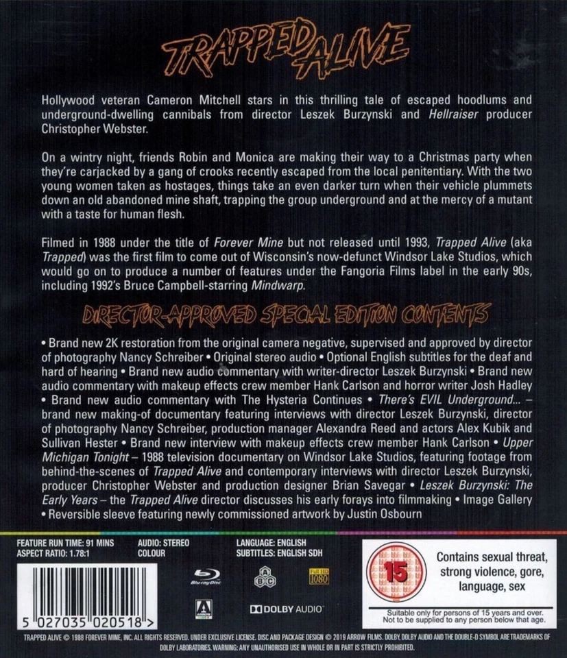 Trapped Alive (1988) Blu-Ray BRAND NEW (USA Compatible) - Image 2 of 2