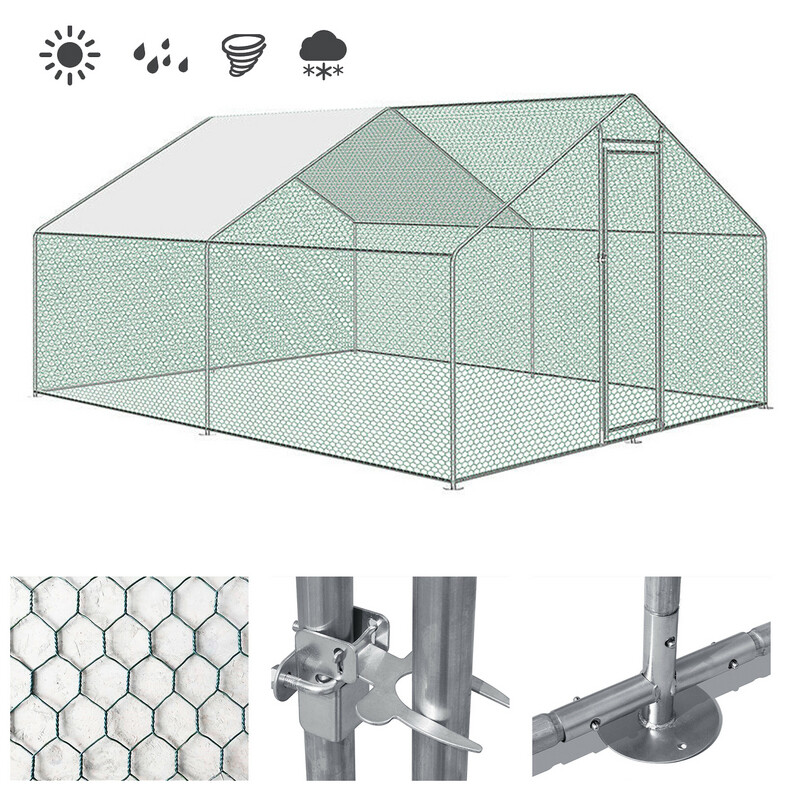 Gallinero gallinero XXL jaulas recinto exterior PE techo recinto para animales gallinero