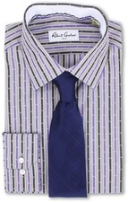 NWT ROBERT GRAHAM dress shirt 17 striped purple cotton woven L/S