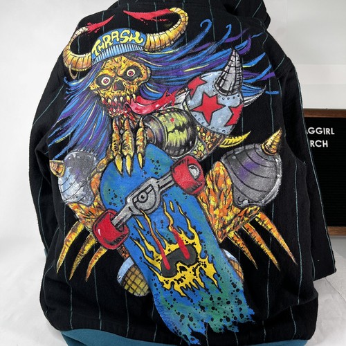 Y2K Skater Hoodie *Größe lesen* Thrash Grunge OOAK Graffiti Art REVERSIBLE Zip - Bild 3 von 24