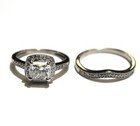 GIA 14k white gold 1.55ct princess diamond engagement ring wedding band 4.6g — photo 4