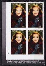 US 2008 Bette Davis (4350) Plate Block .  Mint Never Hinged