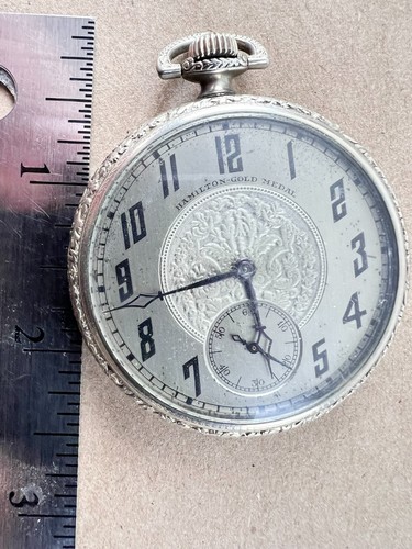 Reloj de Bolsillo Hamilton 1922 "Medalla de Oro" Estuche Cara Abierta ~ Lleno de Oro 14k - Imagen 2 de 13