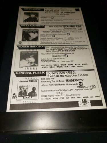 Bryan Adams/Roger Hodgson/General Public Rare Radio Promo Poster Ad Framed! - Picture 1 of 1