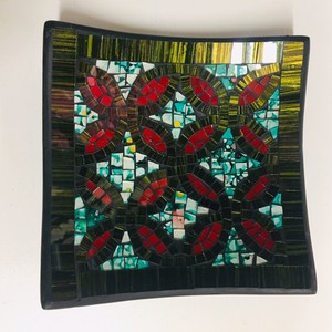 Bowl Plate Decorative Display Dish Mosaic Glass Handmade Square