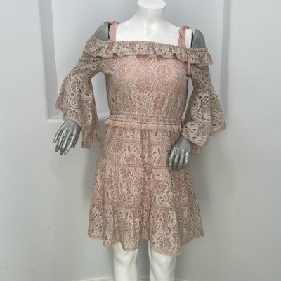 Foxiedox Cold Shoulder Lace Fit And Flare Dress Pink Blush Size XL | eBay