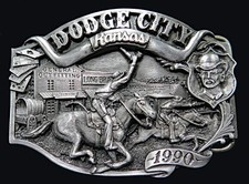 Dodge City Kansas Gambling Outlaws Vintage Belt Buckle
