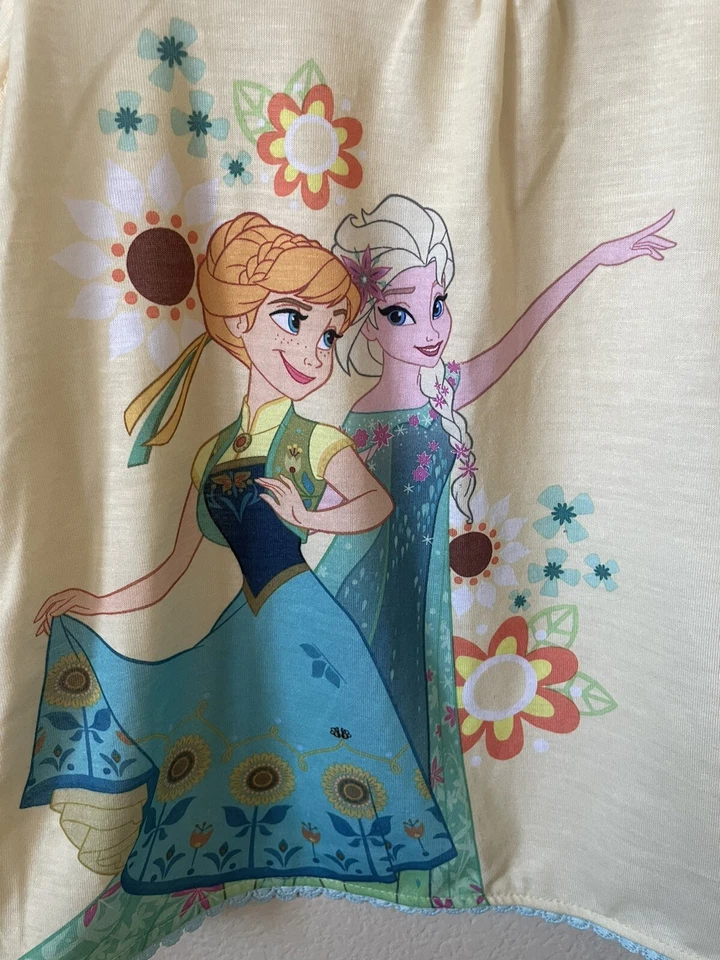 NUEVO CON ETIQUETAS Disney Frozen Princesa Anna Elsa Manga Gorra Top Pantalones Cortos Conjunto de Pijama Talla 9/10 Foto 4 de 4