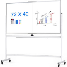 Large 72x40 Rolling Double-Sided Whiteboard on Wheels for Office Home