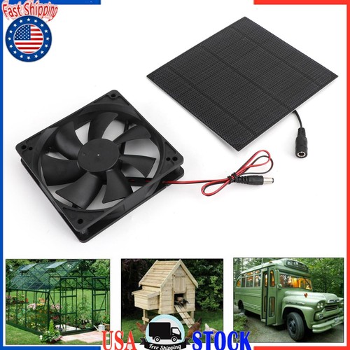 Solar Panel Powered Fan Mini Ventilator For Greenhouse Pet/Dog Chicken House