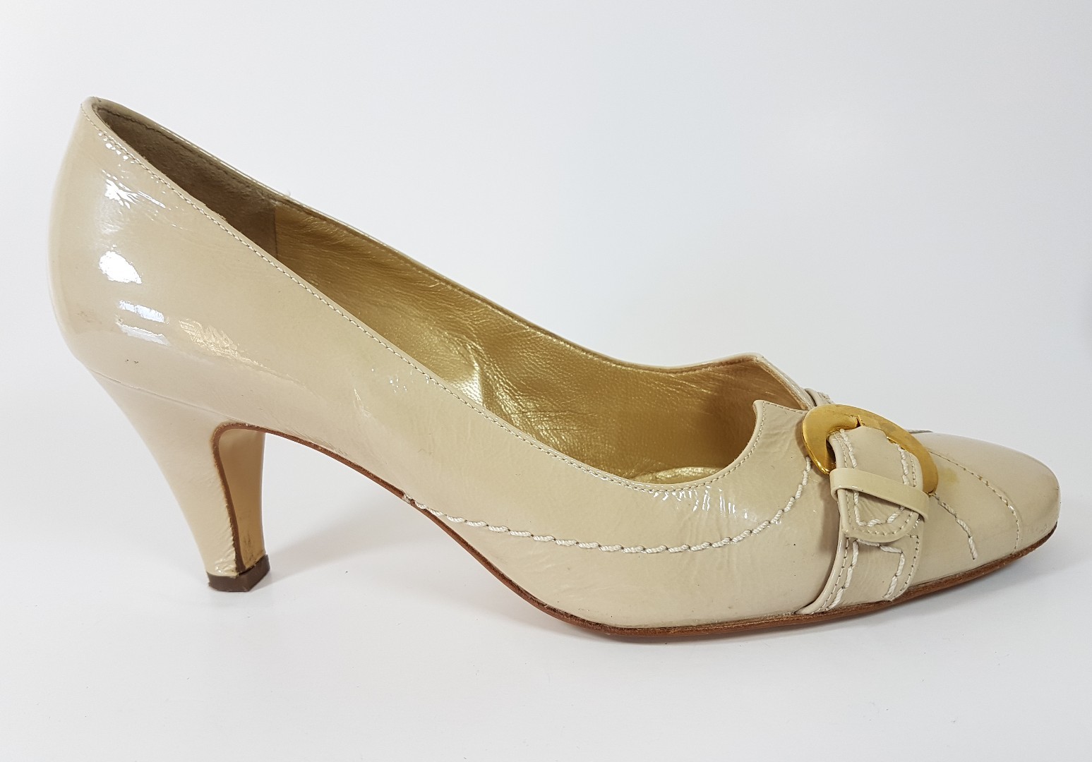 Peter Kaiser cream leather mid heel shoes uk 3.5 eBay