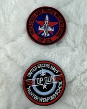 2 TOP GUN FIGHTER WEAPONS SCHOOL U.S. NAVY American Hook & Loop Morale Patches.