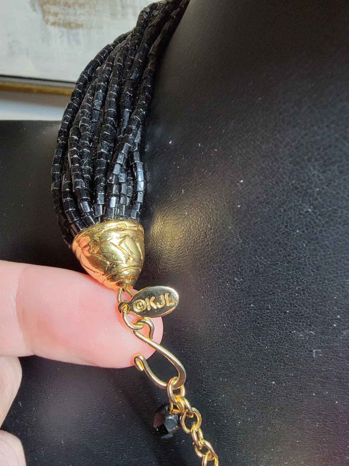 Kenneth J Lane KJL Vtg Red Black Multistrand Glas… - image 3