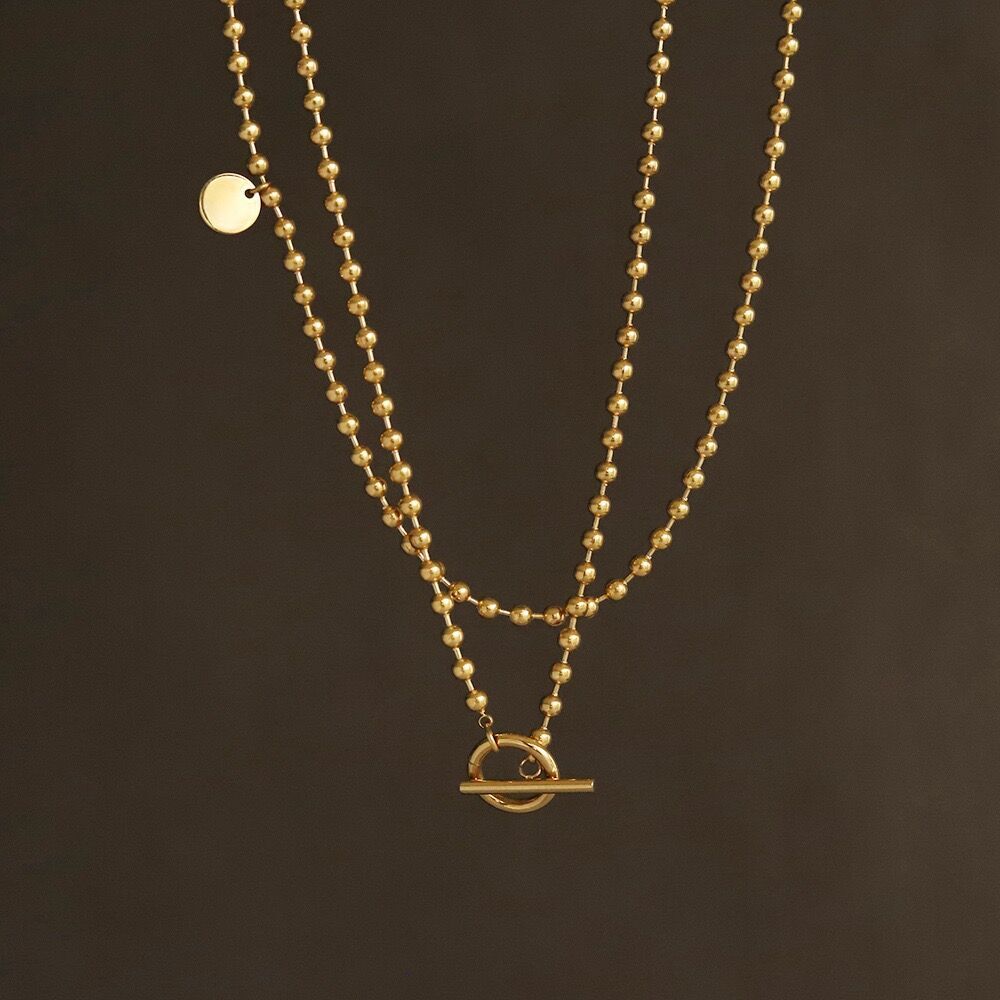 Woman 18K Gold Plated Bead Ball Chain Necklace Choker different ways  wearing