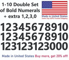 1-10 Bolston Bold Outdoor Vinyl Decal Numbers for Mailbox, Door, Address, Locker