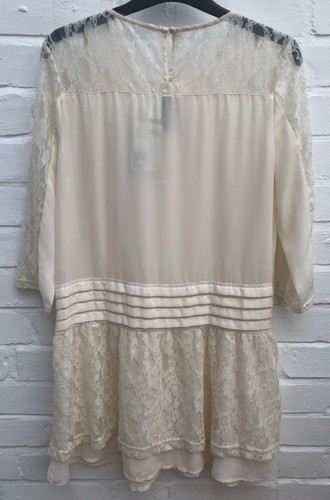 H&M Cream Dress Floaty Lace Summer Size UK 10 EUR 36 US 6 - Picture 8 of 9