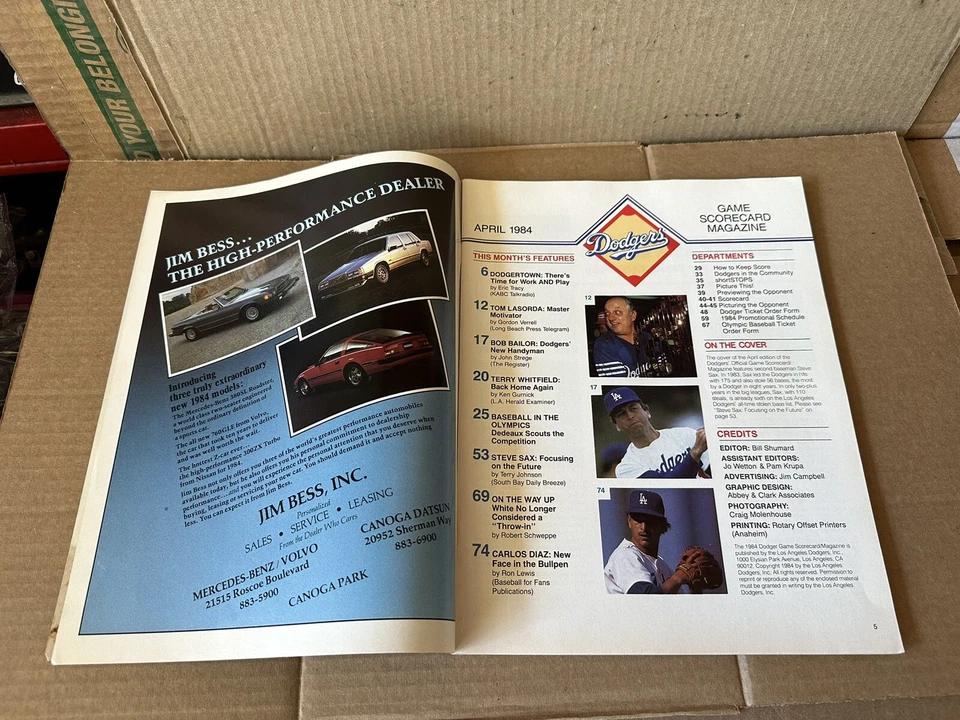 Vintage April 1984 Los Angeles Dodgers Game Scorecard Baseball Program - Image 3 of 4