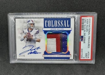 2019 National Treasures Josh Allen 2018 Rookie Game USED Jersey 17/25 Auto PSA 9