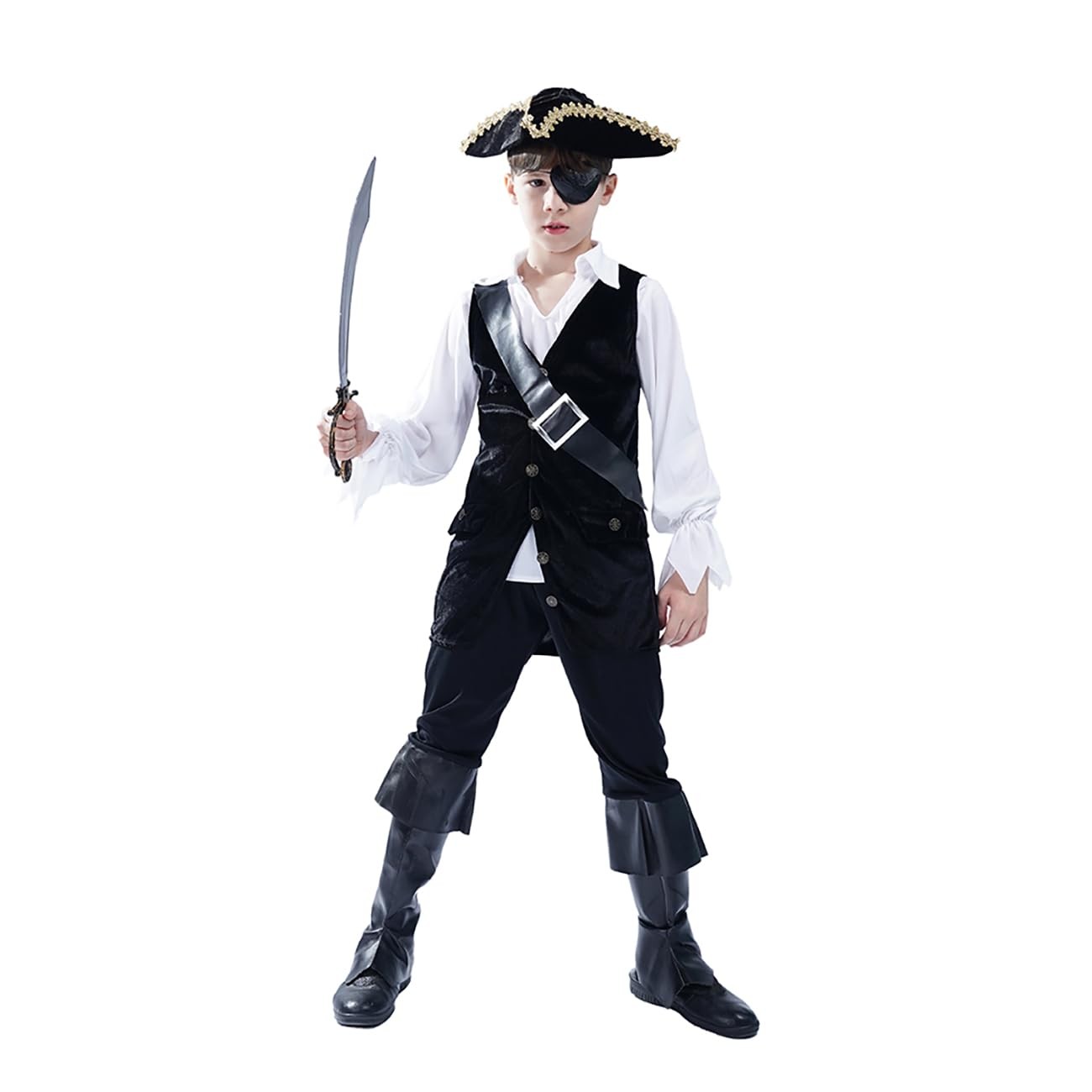 Déguisement pirate noir garçon pour anniversaire à thème et fête de carnaval