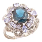 925 Sterling Silver Vintage Ring London Blue Topaz & Tanzanite  Sz 9  RG35679