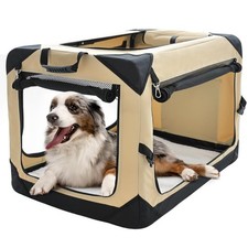 36 Inch Collapsible Dog Crate for Large Dogs, 4-Door Foldable Soft Dog Kennel...