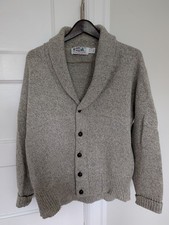 Fort Crailo Co. Medium Wool Sweater Shawl Cardigan Warm Made in USA Grey