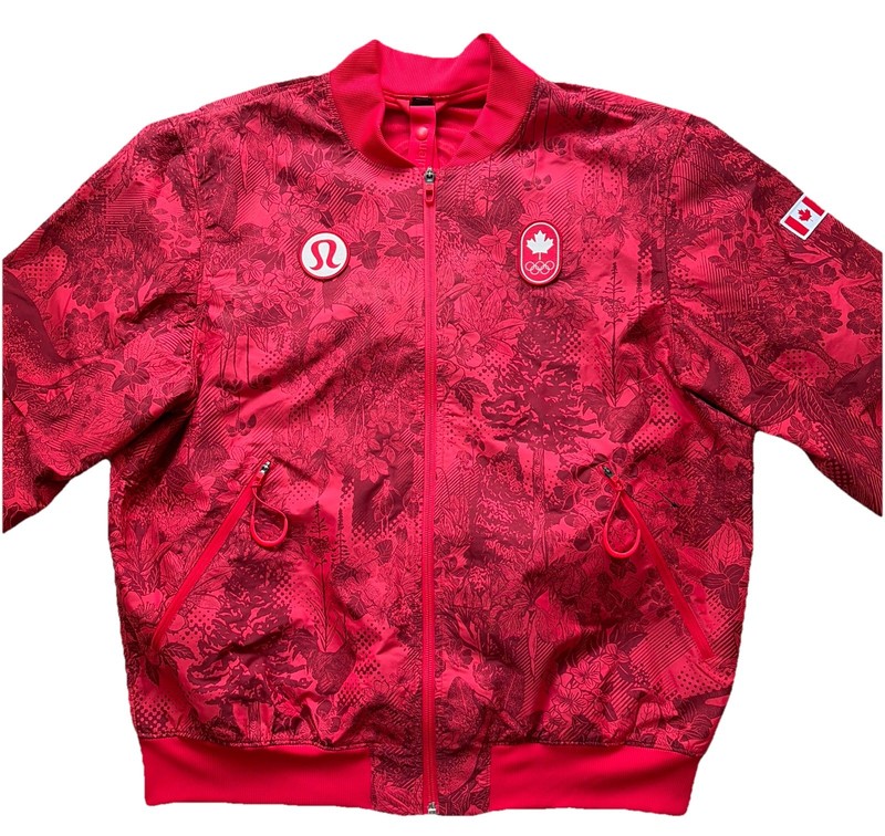 LULULEMON Unisex Vented Jacquard Red Canada Olympics Bomber Jacket Size M NWOT!