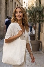 ZARA Large Cotton Fabric Ivory Shopper Should...