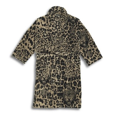 Roberto Cavalli Bademantel mit Kapuze WILD JAGUAR sand