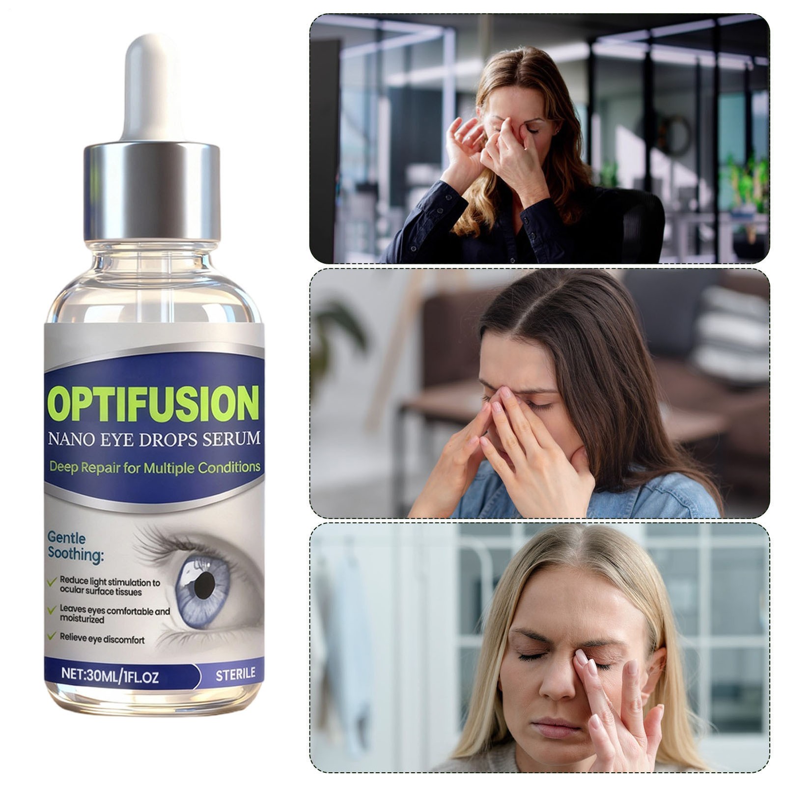 OptiFusion Nano Eye Drops Serum Essence 30ML Gentle Care Liquid Eyes Relief