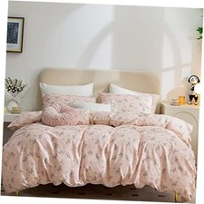 Flower Duvet Cover Queen, 100 Brushed Microfiber 3 Queen 90"x90" Pink Floral