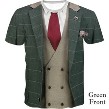 Funny 3D Tuxedo Print T-Shirt Men's Fake Suit Tie Novelty Oversized Casual Tee