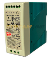 Mean Well MDR-60-24 Power Supply, 60W, 24Vdc Output, 100-240Vac Input, DIN Rail