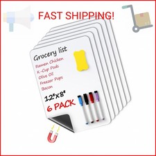 6 Pack Magnetic Dry Erase Board Sheet for Fridge, 12"x8" Erasable Refrigerator W