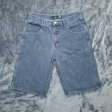 JINGO Denim Shorts Mens 34 Blue Baggy Skater Long Relaxed Fit Jean Y2K Style