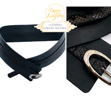 SNAKE BELT by Wolford S Small 60cm Black Black Animal Patent Leather Belt