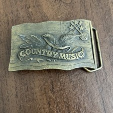 Vtg 1977 Country Music Eagle Bass, Banjo Belt Buckle USA Indiana Metal Craft