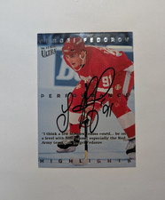 1994-95 Fleer Ultra Hockey Card #3 Sergei Federov Signed Auto Highlights