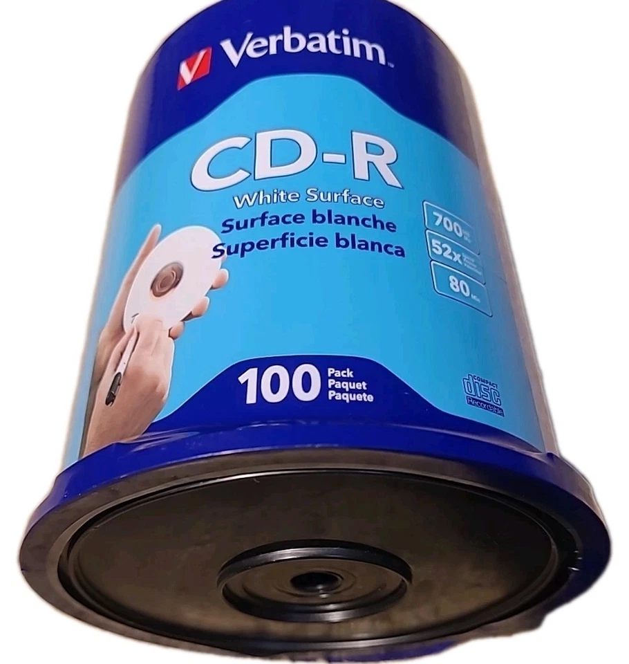 (QTY 100) Verbatim CD-R 700MB 52X with Blank White Surface 94712 For Digital - Image 3 of 4