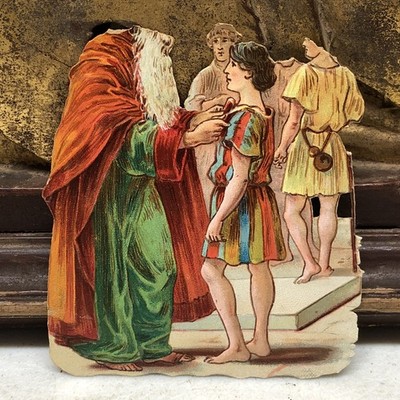 Jacob Giving his Coat to his Favorite Son Joseph Victorian Die Cut Scrap L2