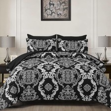 7 Pieces Comforter Set King Size Black White Texture Bedding Set All Season